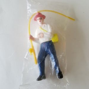 Fisherman Figurine Plastic Small Vintage Hong Kong